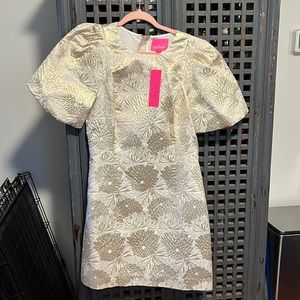Lilly Pulitzer Ailani Dress Gold Metallic Never Worn